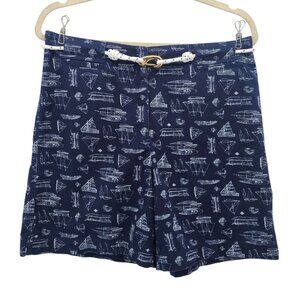 Vintage Lauren Ralph Lauren Womens 10 Shorts Nautical Sailboat Rope Belt Blue